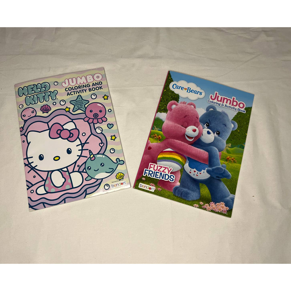 Hello Kitty Care Bears Lot of 2 Jumbo Activity & Coloring Books Brand New